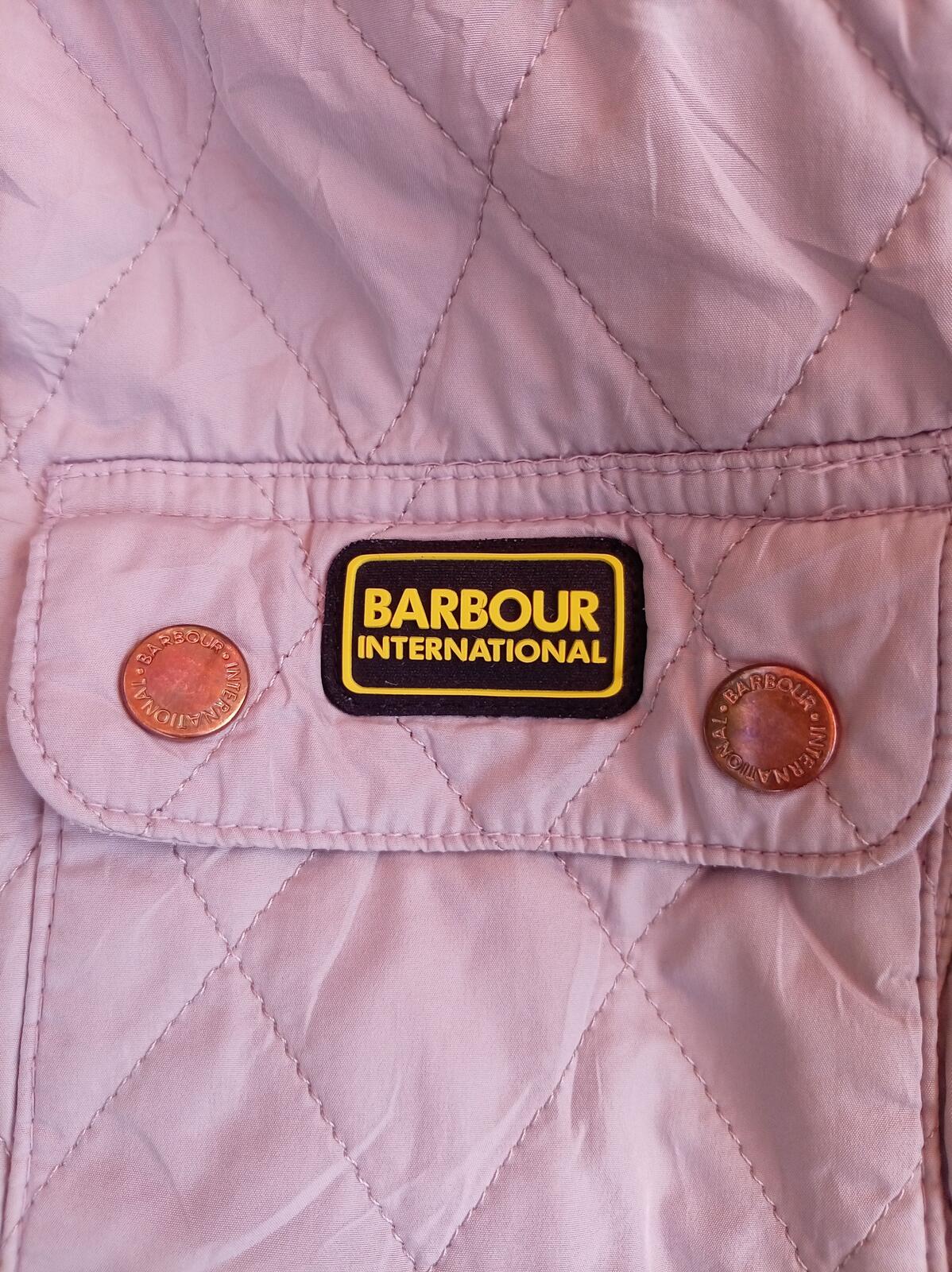 Barbour International Women's Quilted Jacket Lilac Hooded UK 12 (18" Pit to Pit)
