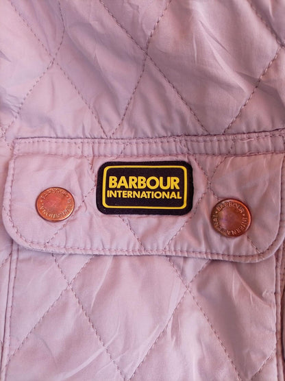 Barbour International Women's Quilted Jacket Lilac Hooded UK 12 (18" Pit to Pit)