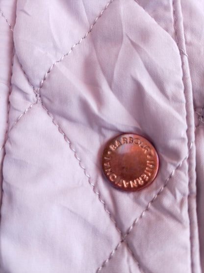 Barbour International Women's Quilted Jacket Lilac Hooded UK 12 (18" Pit to Pit)