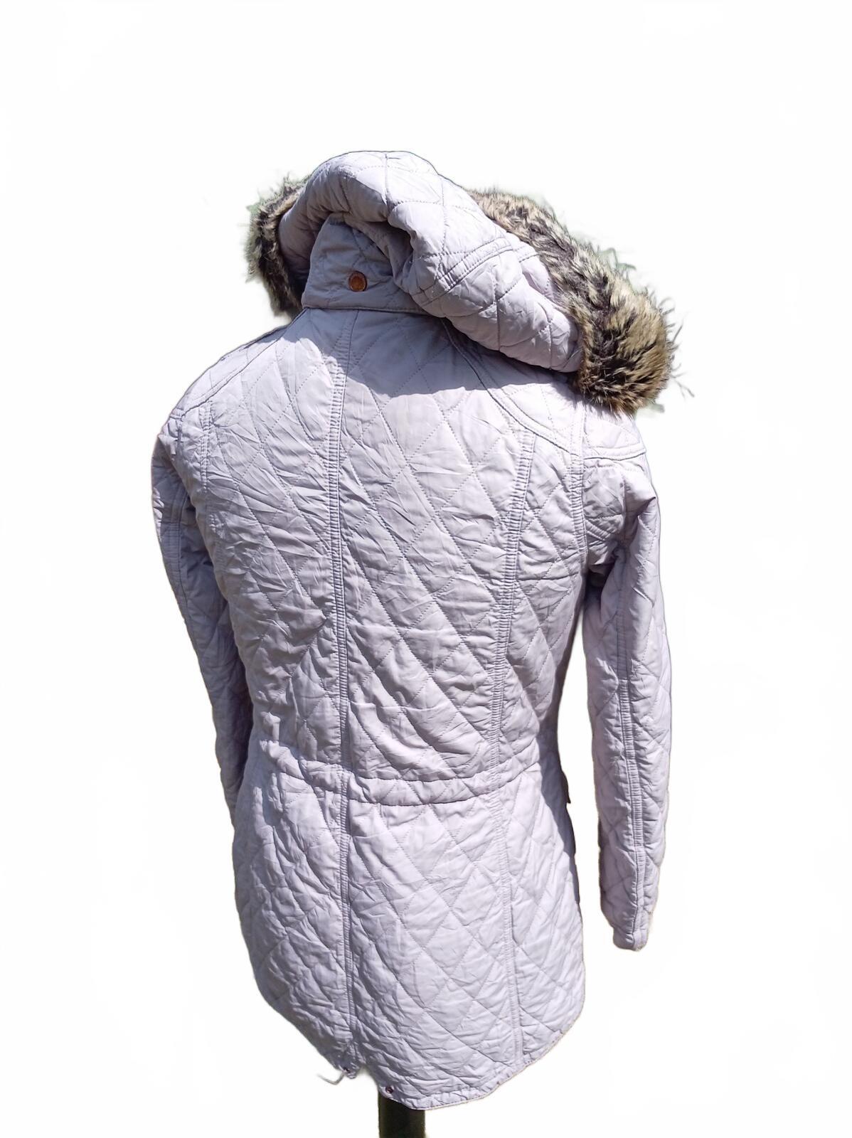 Barbour International Women's Quilted Jacket Lilac Hooded UK 12 (18" Pit to Pit)