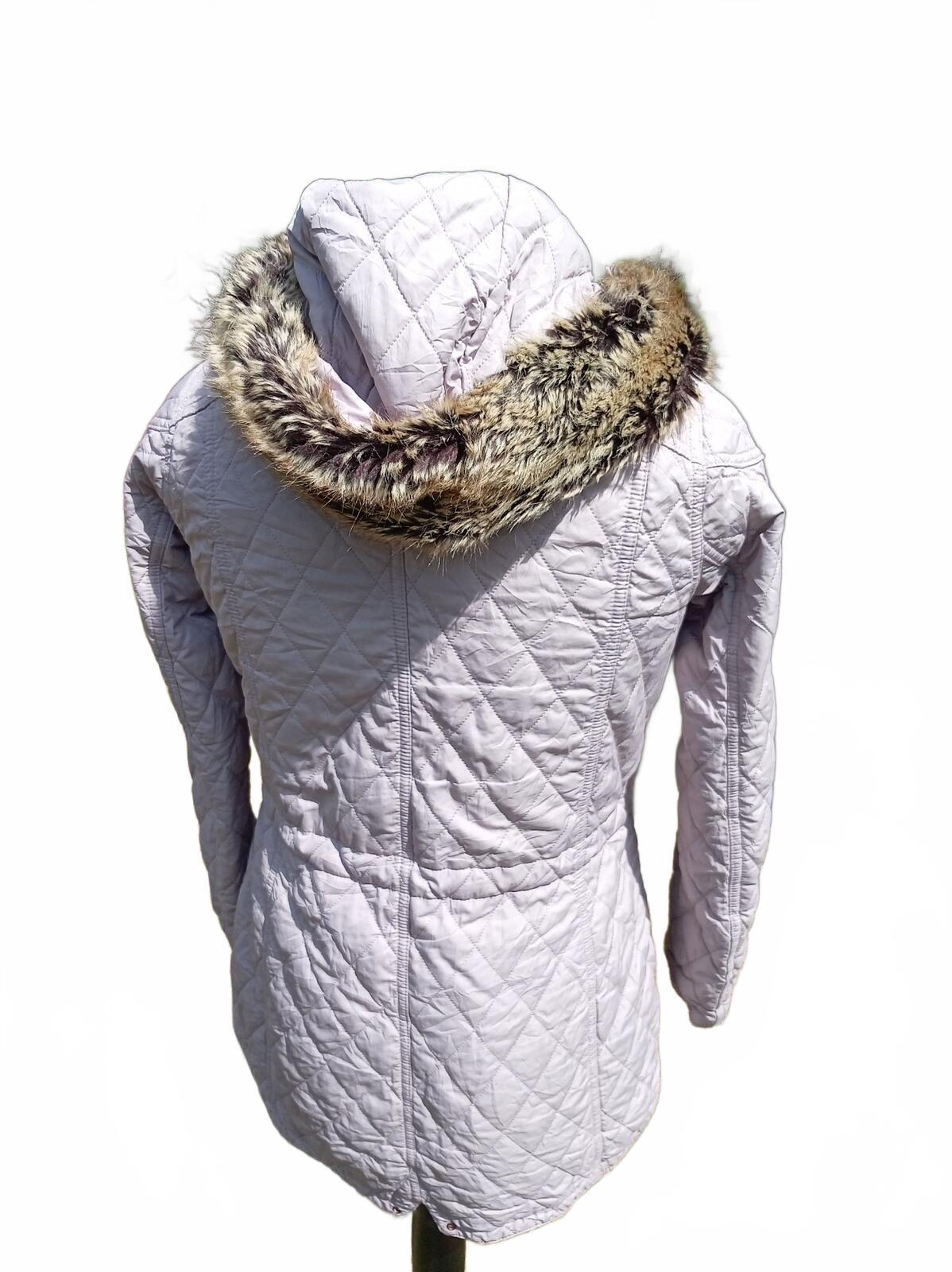 Barbour International Women's Quilted Jacket Lilac Hooded UK 12 (18" Pit to Pit)