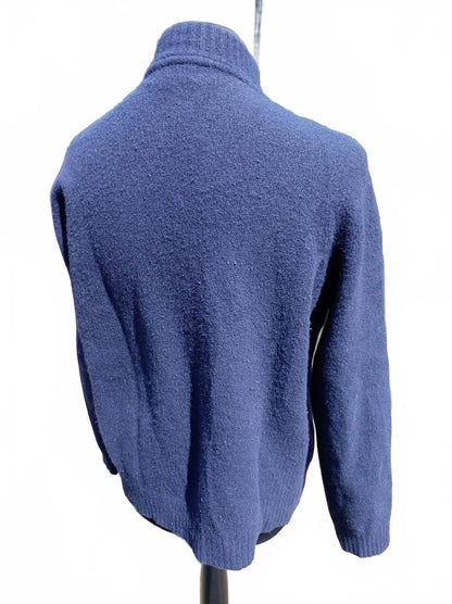 Barbour Men's Crew Neck Jumper Navy Blue Size L Wool Blend (22" Pit to Pit)