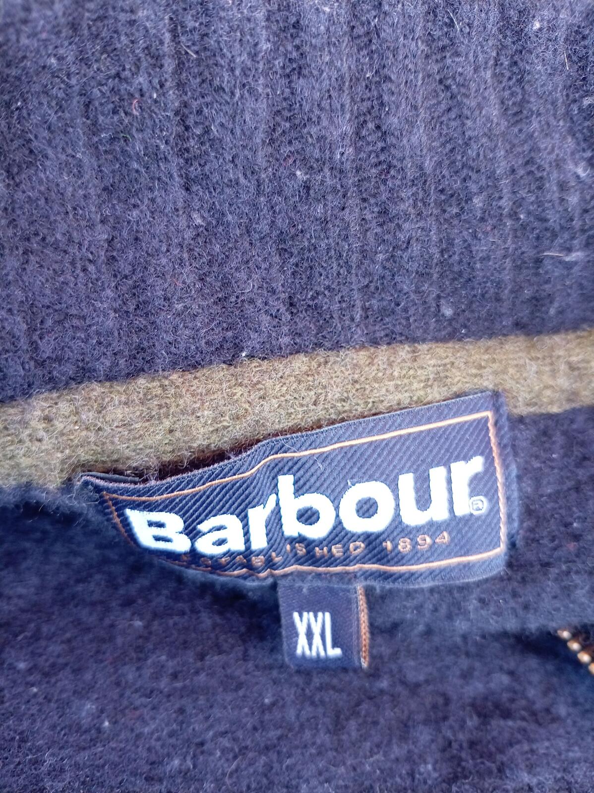 Barbour Men's Crew Neck Jumper Navy Blue Size L Wool Blend (22" Pit to Pit)