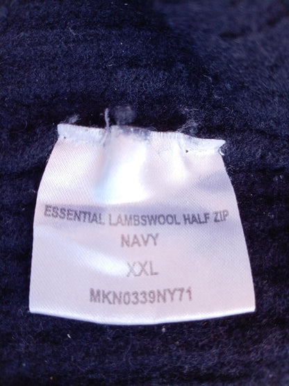 Barbour Men's Crew Neck Jumper Navy Blue Size L Wool Blend (22" Pit to Pit)