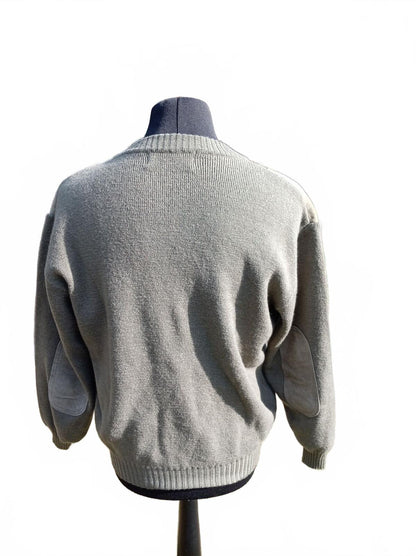 Barbour Men's Chunky Ribbed Jumper Khaki Green 100% Wool Size Large C42