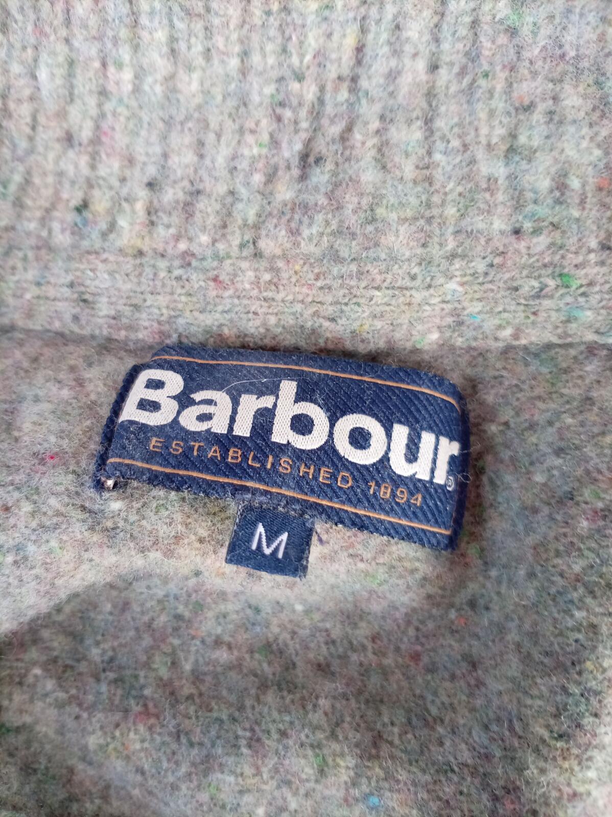 Barbour Coltori Half Zip Sweater Medium 100% Wool Green Gray 19" PTP MKN1216GN63