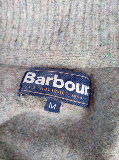 Barbour Coltori Half Zip Sweater Medium 100% Wool Green Gray 19" PTP MKN1216GN63