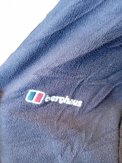 Berghaus Women's Quarter Zip Microfleece Pullover Navy Blue Size UK 14 Textured