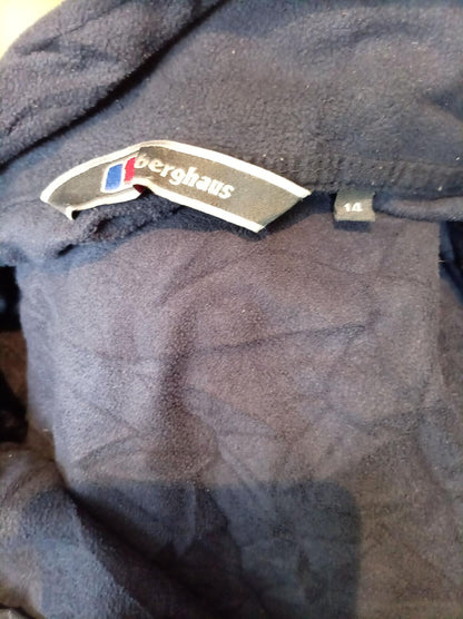 Berghaus Women's Quarter Zip Microfleece Pullover Navy Blue Size UK 14 Textured