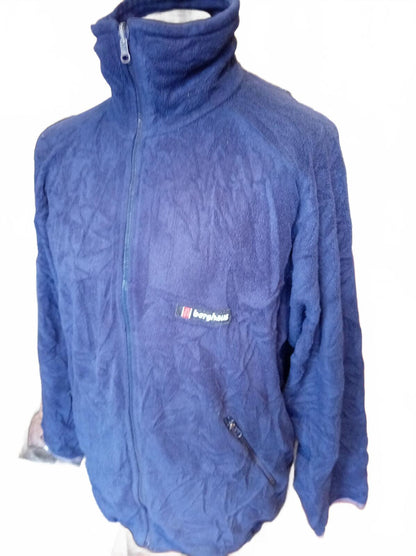 Vintage Berghaus Full Zip Fleece Made in Great Britain Navy Blue Men's L 23" P2P