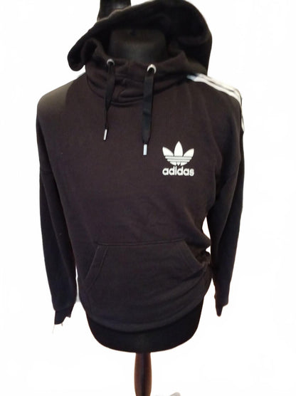 Adidas Originals 3-Stripes Trefoil Hoodie Black Size UK 8 Women’s