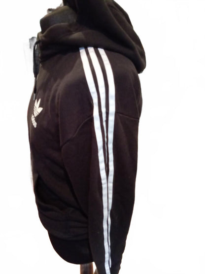 Adidas Originals 3-Stripes Trefoil Hoodie Black Size UK 8 Women’s