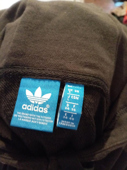 Adidas Originals 3-Stripes Trefoil Hoodie Black Size UK 8 Women’s
