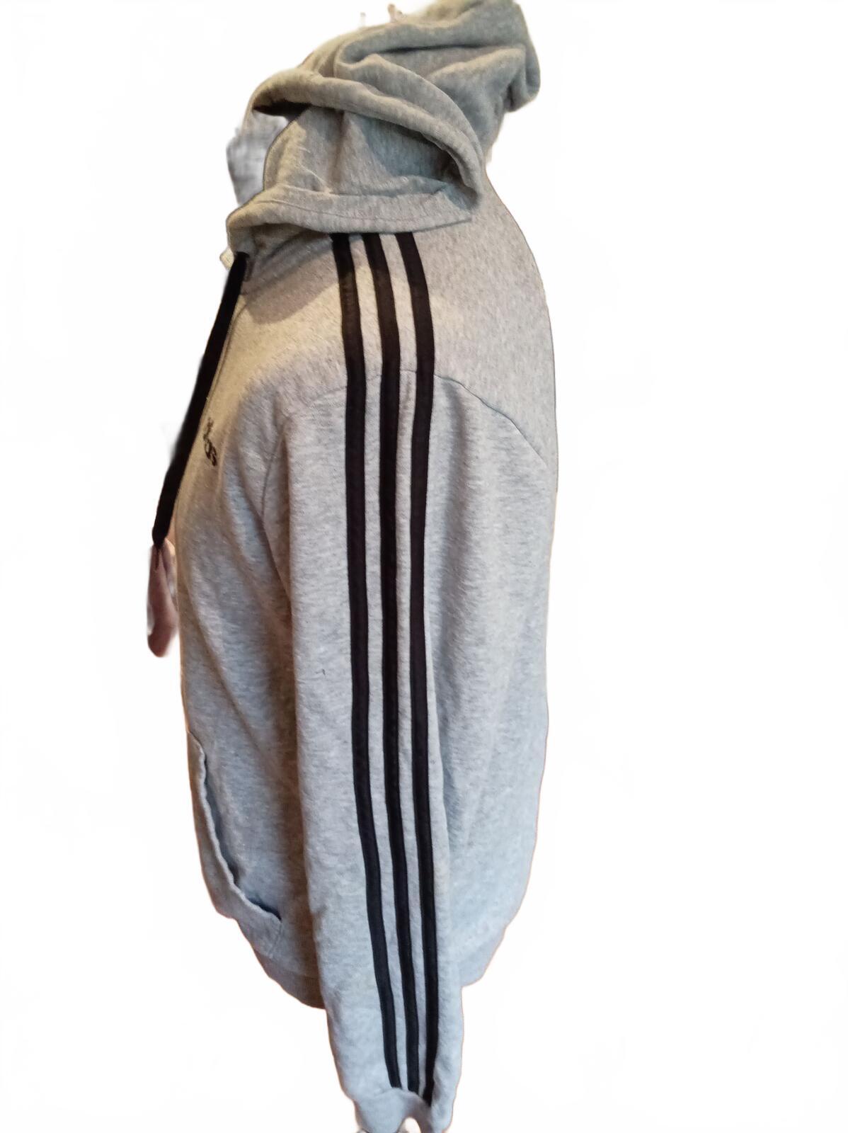 Adidas Essentials 3-Stripes Grey Full Zip Hoodie Men’s Size Medium DU0473
