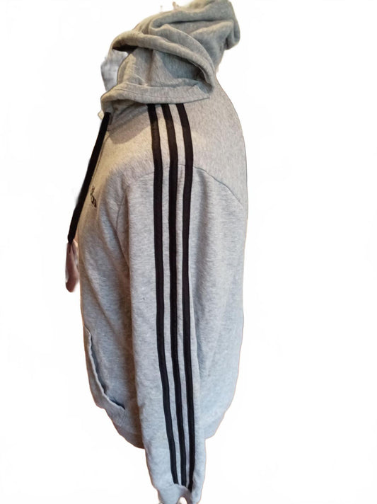 Adidas Essentials 3-Stripes Grey Full Zip Hoodie Men’s Size Medium DU0473