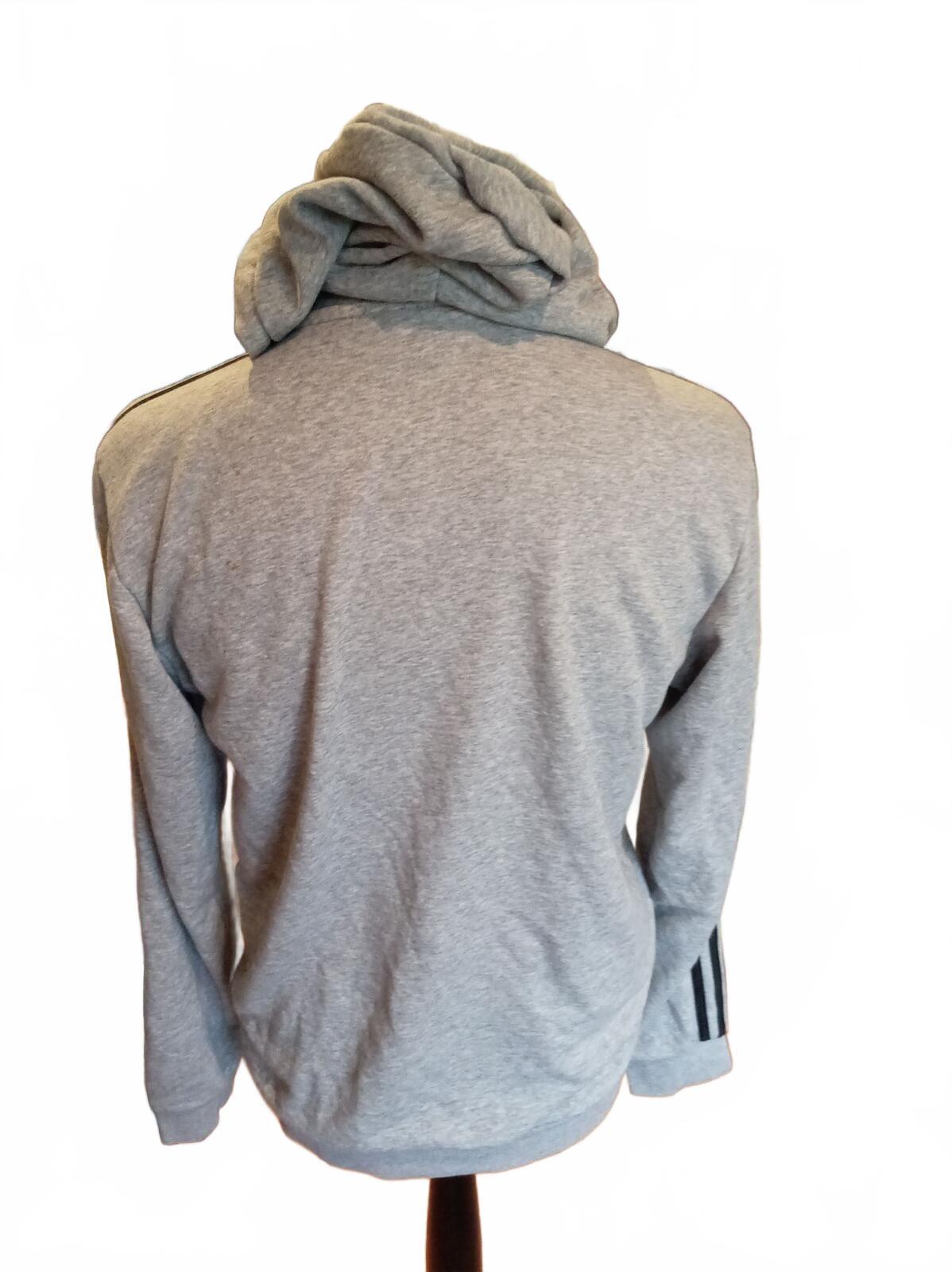 Adidas Essentials 3-Stripes Grey Full Zip Hoodie Men’s Size Medium DU0473