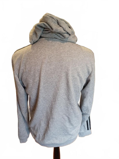 Adidas Essentials 3-Stripes Grey Full Zip Hoodie Men’s Size Medium DU0473
