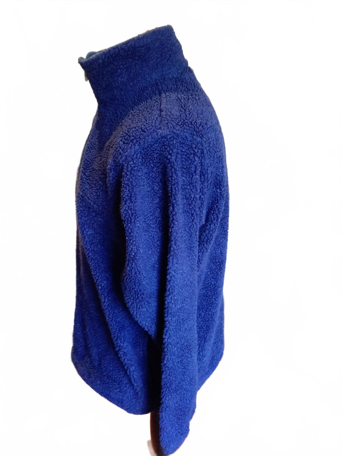 Vintage Lands End Deep Pile Fleece Blue Qtr Zip Large 22" P2P