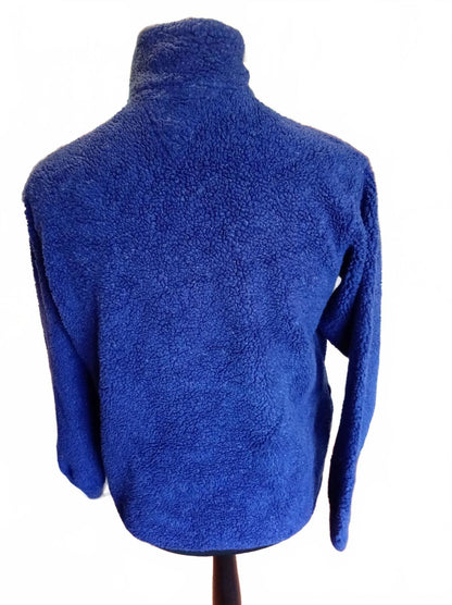 Vintage Lands End Deep Pile Fleece Blue Qtr Zip Large 22" P2P