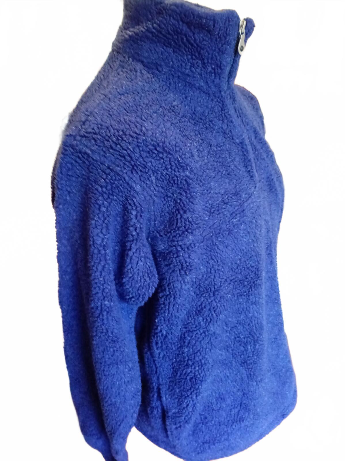 Vintage Lands End Deep Pile Fleece Blue Qtr Zip Large 22" P2P