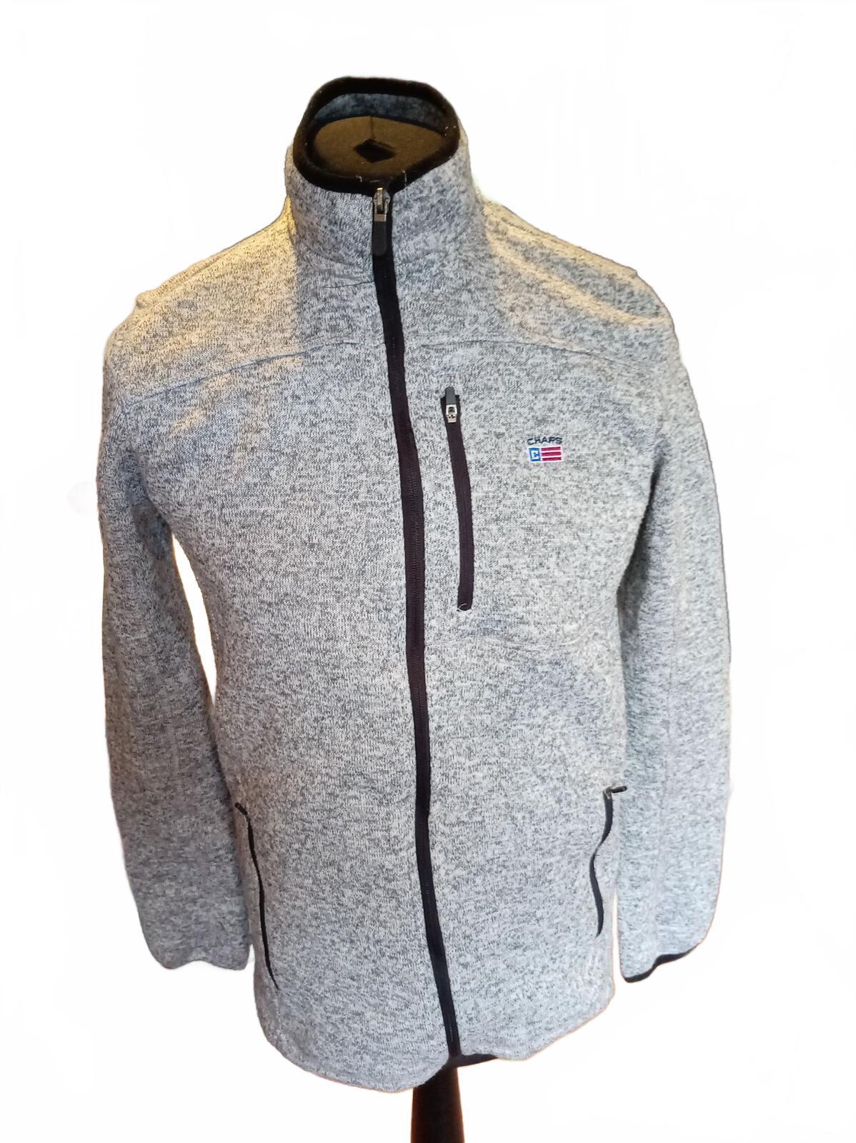 Chaps Grey Sweater Fleece Jacket Full Zip Men’s Size Medium