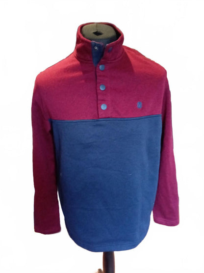 Izod Fleece Snap Neck Pullover Maroon & Navy Colorblock Men’s Size Medium