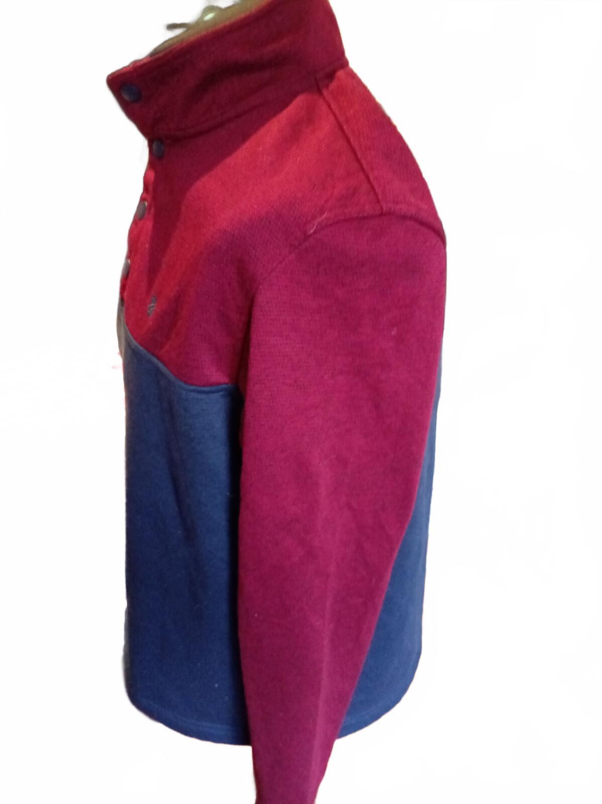 Izod Fleece Snap Neck Pullover Maroon & Navy Colorblock Men’s Size Medium