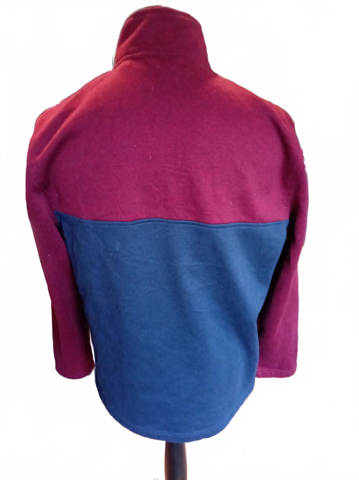 Izod Fleece Snap Neck Pullover Maroon & Navy Colorblock Men’s Size Medium