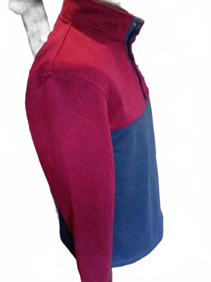 Izod Fleece Snap Neck Pullover Maroon & Navy Colorblock Men’s Size Medium