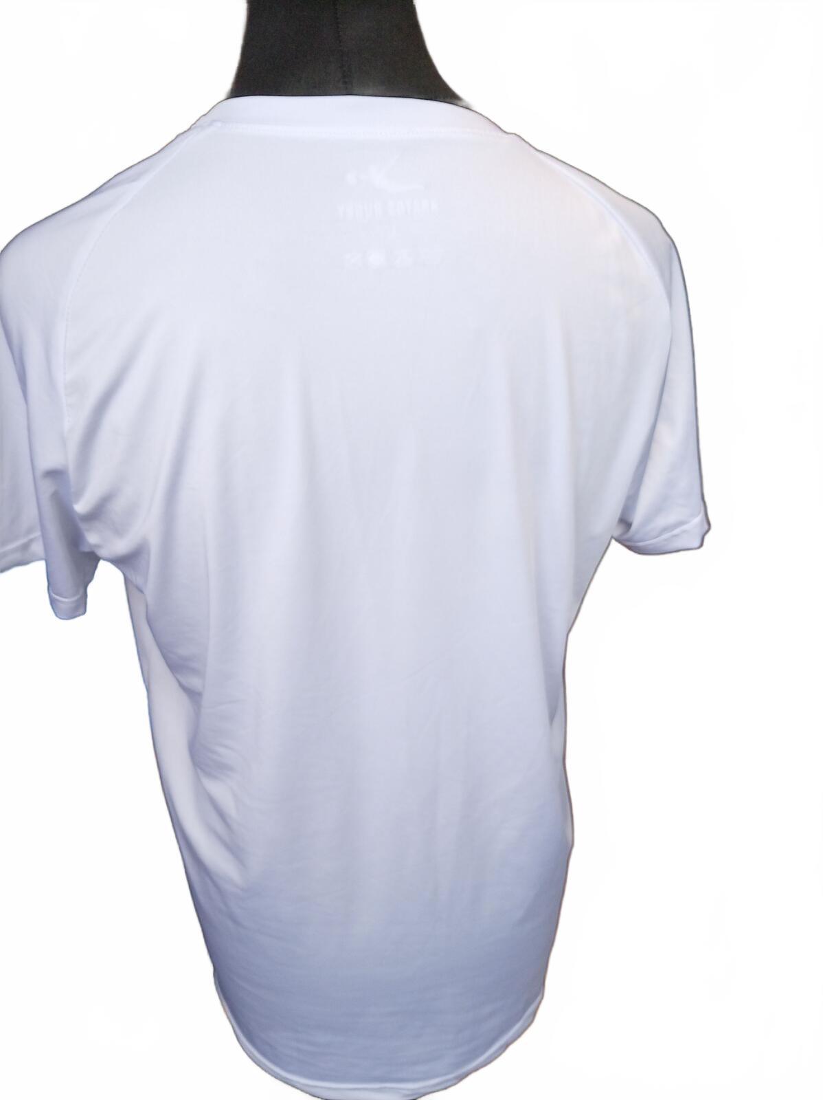 White Sports T-Shirt with Yellow Diving Kratos Rugby Logo - Large