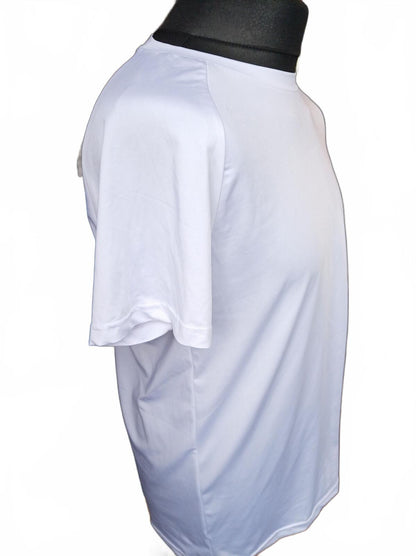 White Sports T-Shirt with Yellow Diving Kratos Rugby Logo - Large