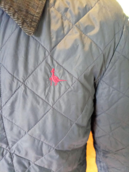 Jack Wills Men's Navy Quilted Jacket With Corduroy Collar Size Small
