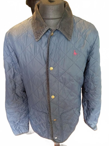Jack Wills Men's Navy Quilted Jacket With Corduroy Collar Size Small