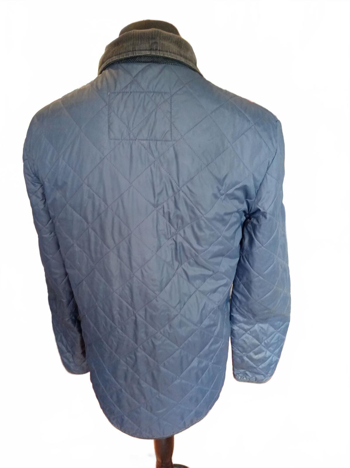 Jack Wills Men's Navy Quilted Jacket With Corduroy Collar Size Small