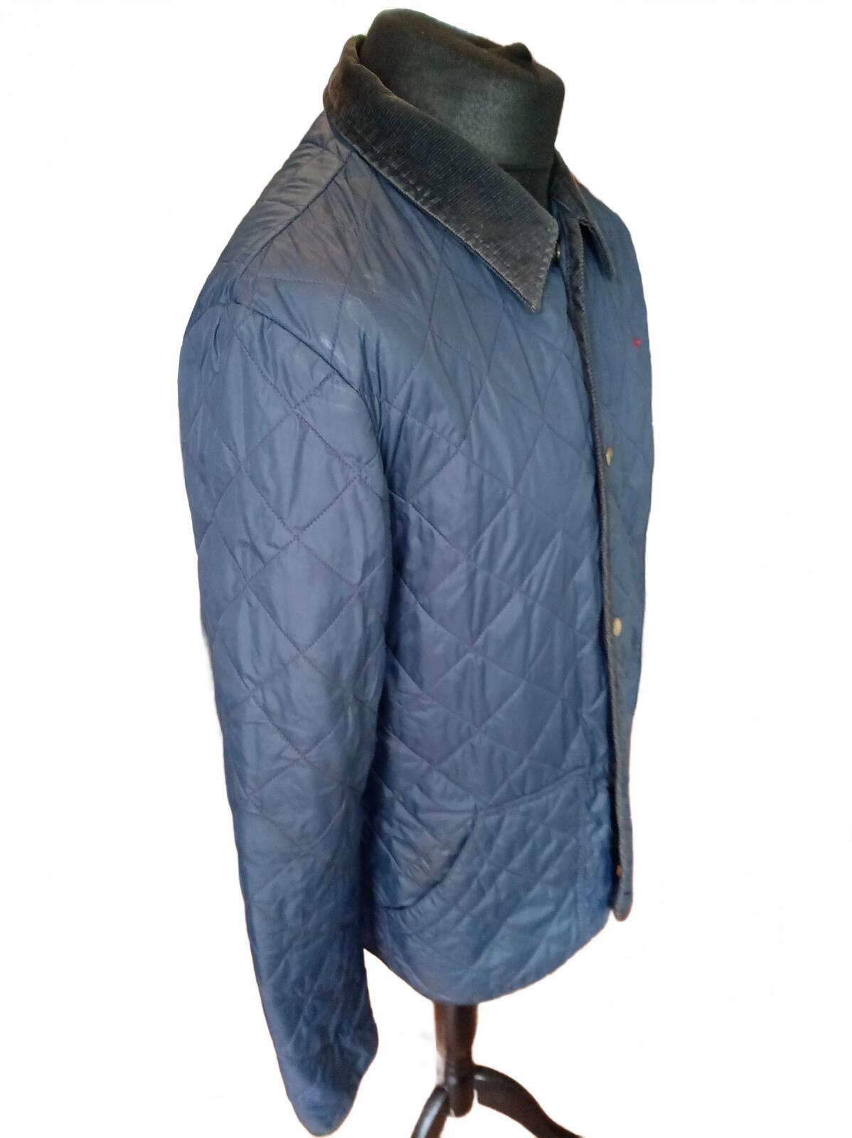 Jack Wills Men's Navy Quilted Jacket With Corduroy Collar Size Small