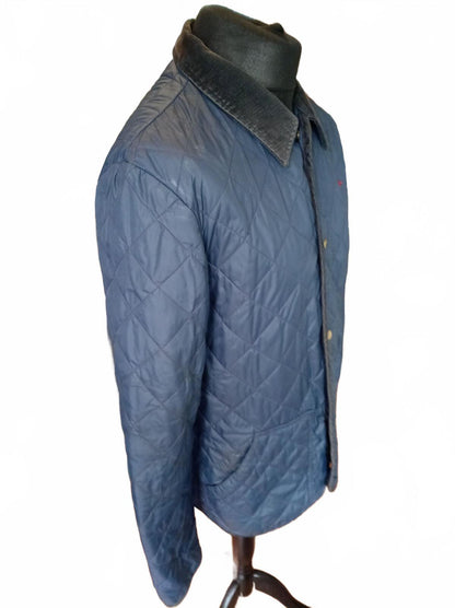 Jack Wills Men's Navy Quilted Jacket With Corduroy Collar Size Small