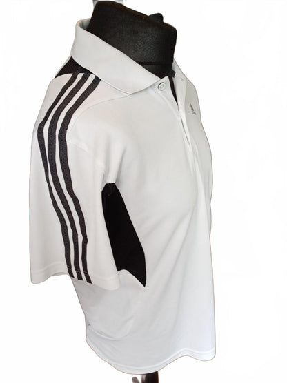 Adidas White 3-Stripe Sports Polo Shirt Men's Size Medium - Same Day Despatch