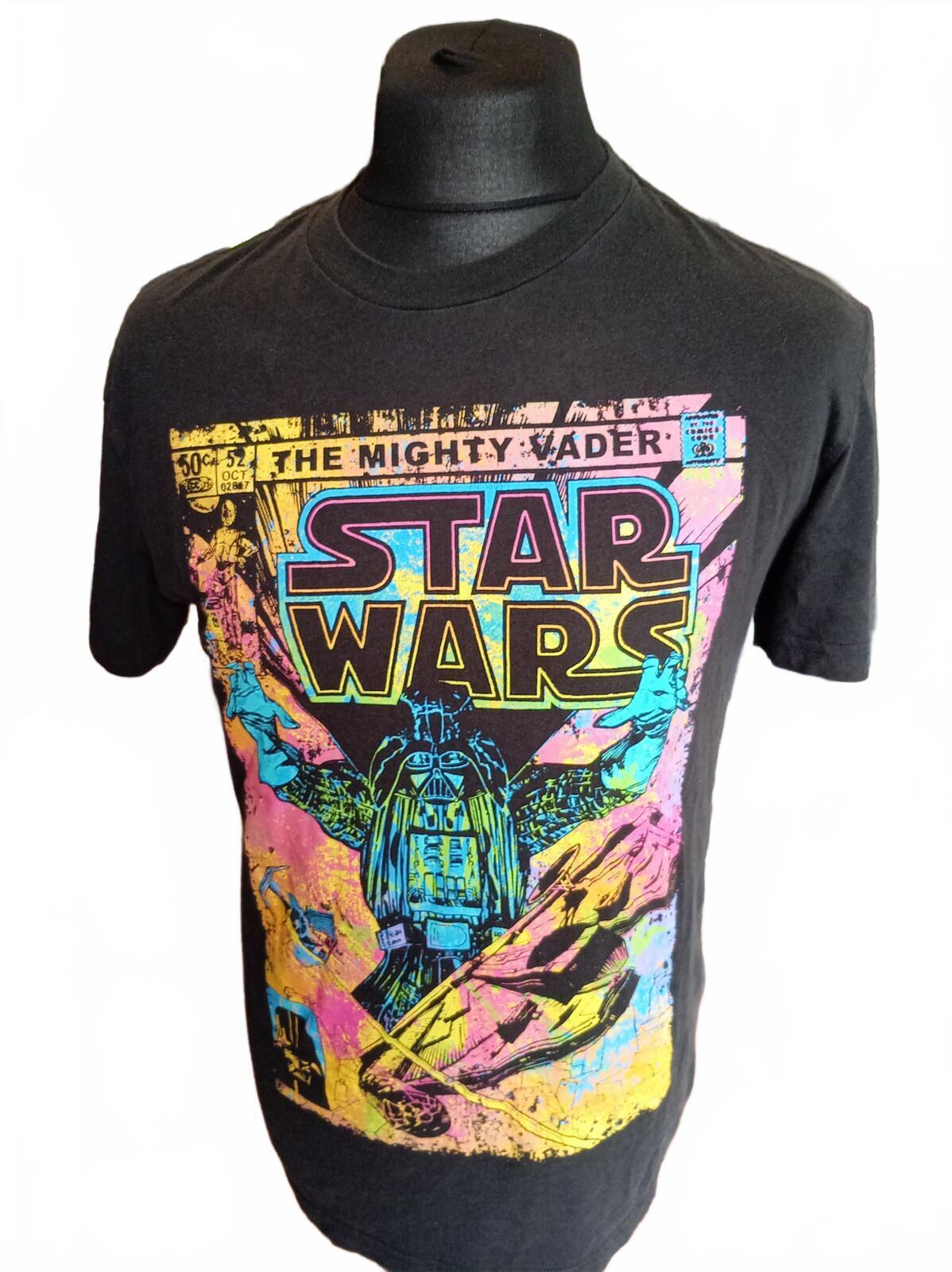 Official Star Wars Darth Vader Retro Neon Comic Graphic T-Shirt Men's Small