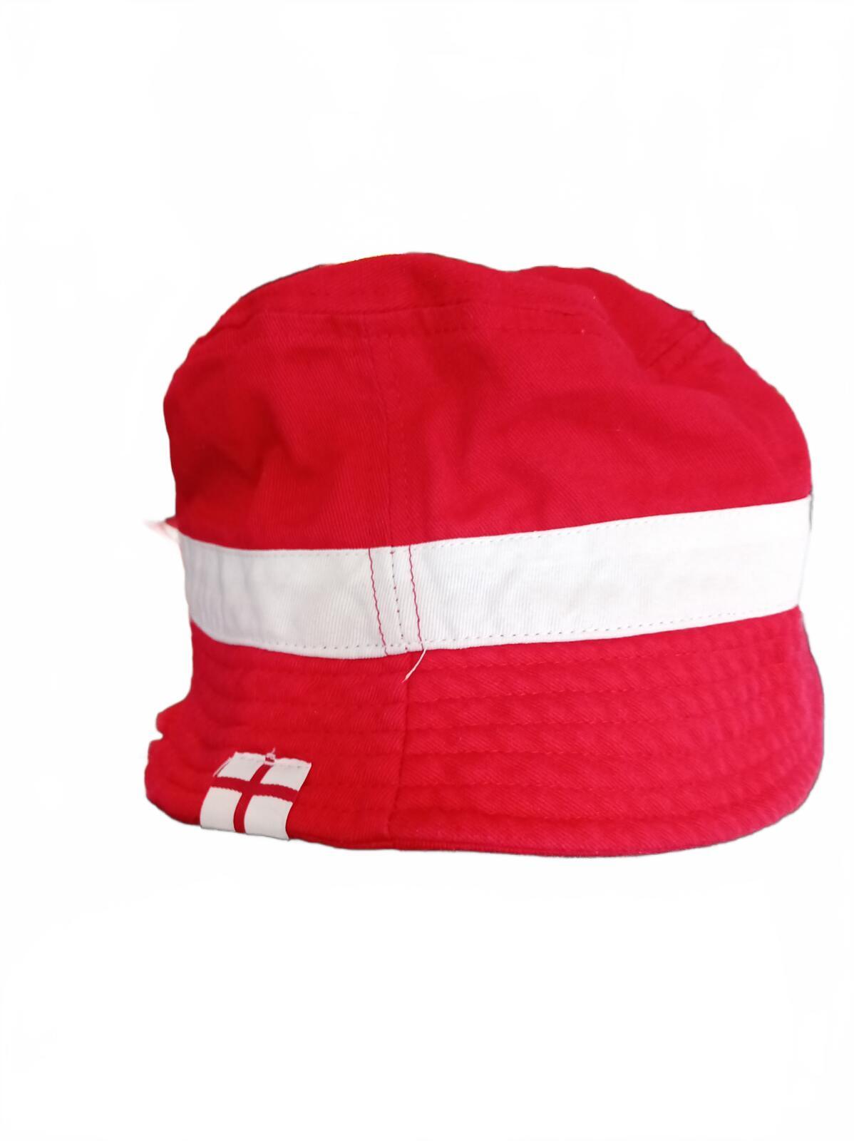 England Retro Red White Stripe Bucket Hat St George Shield Patch