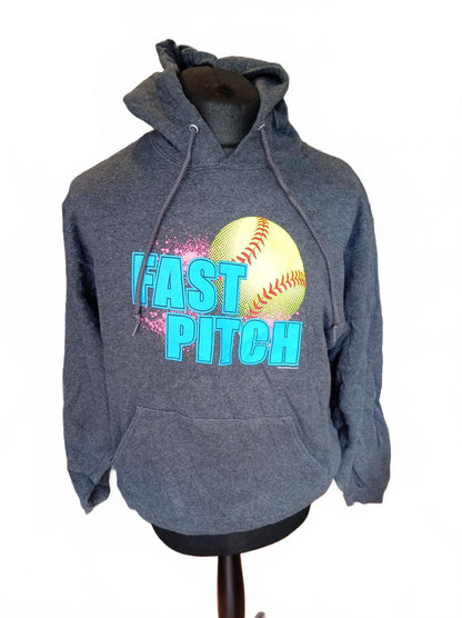 Dark Grey Fast Pitch Softball Hoodie Sweatshirt - Large