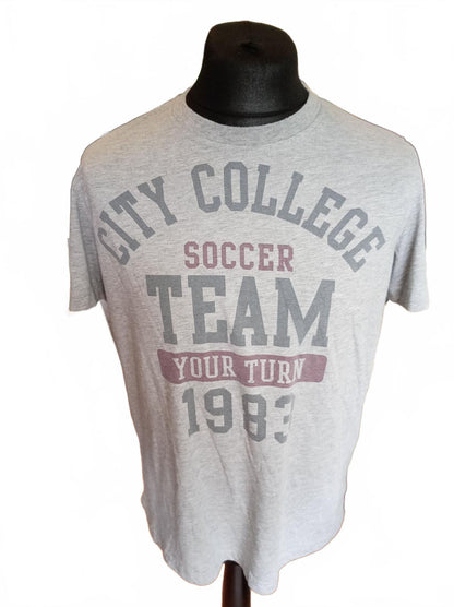City College Soccer Team 1983 T Shirt Grey Graphic Varsity Mens Large L Casual