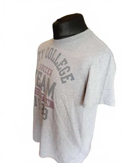 City College Soccer Team 1983 T Shirt Grey Graphic Varsity Mens Large L Casual