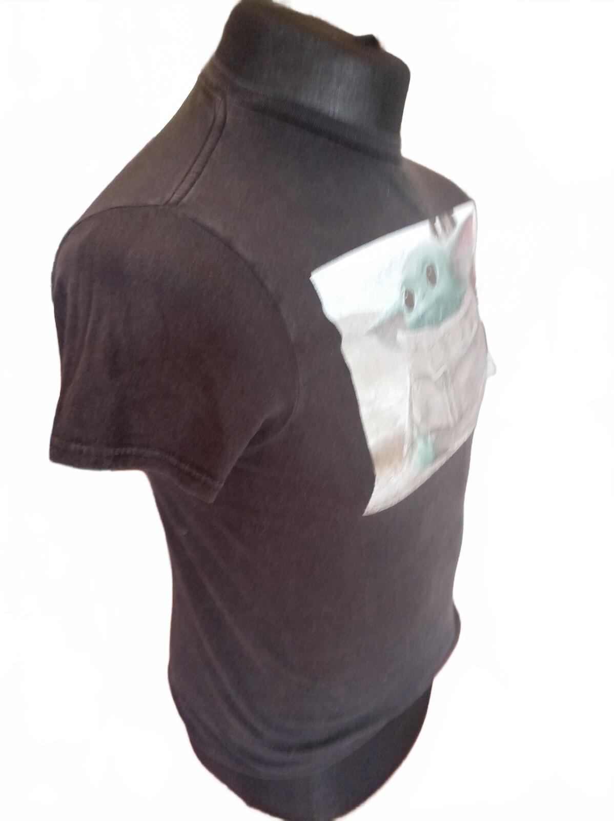 Black T-Shirt with Baby Yoda Print - Small