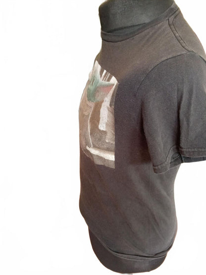 Black T-Shirt with Baby Yoda Print - Small