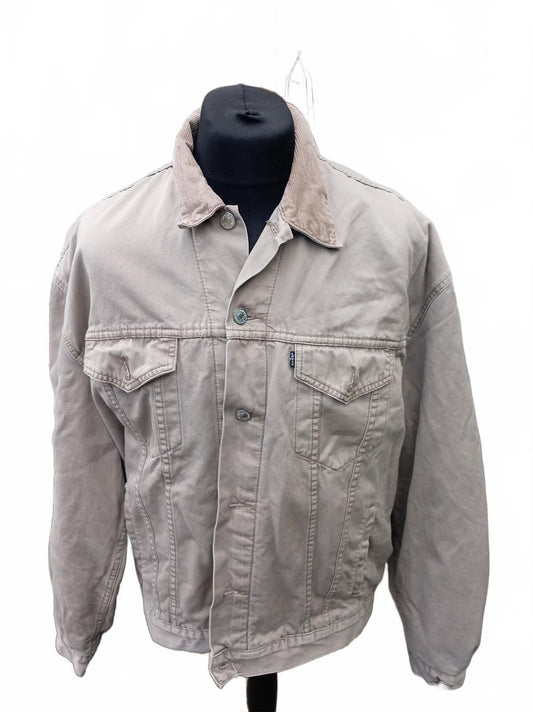 Vintage Levis 71168 Blanket Lined Jacket Cord Collar Beige Mens 27" P2P 2XL