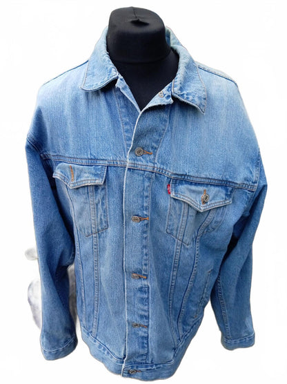 Vintage 90s Levis 70507 0500 Denim Trucker Jacket Men's XL Oversized Light Wash