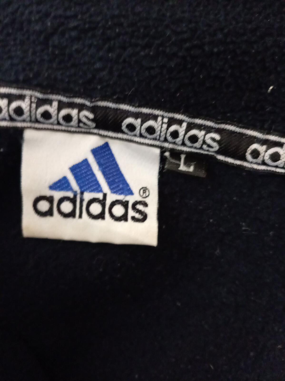 Vintage 90s Adidas Equipment EQT 1/4 Zip Fleece Jacket Navy Big Logo Men's L