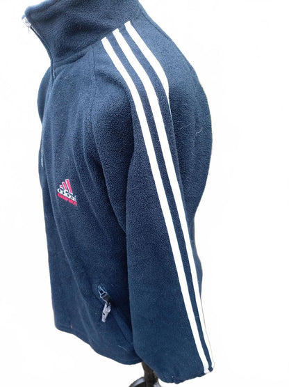 Vintage 90s Adidas Equipment EQT 1/4 Zip Fleece Jacket Navy Big Logo Men's L