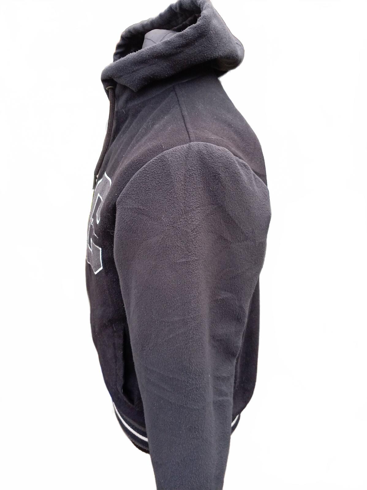 Champion Varsity Patch Quilted Hoodie Jacket Black Men's Medium Full Zip