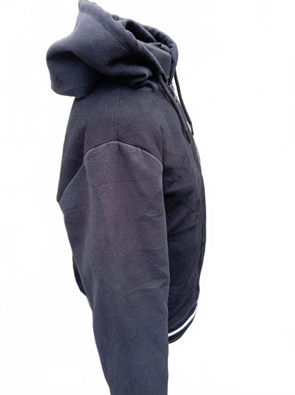 Champion Varsity Patch Quilted Hoodie Jacket Black Men's Medium Full Zip